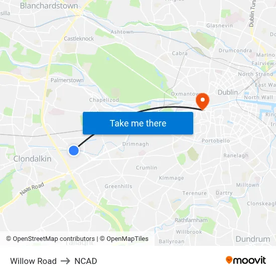 Willow Road to NCAD map