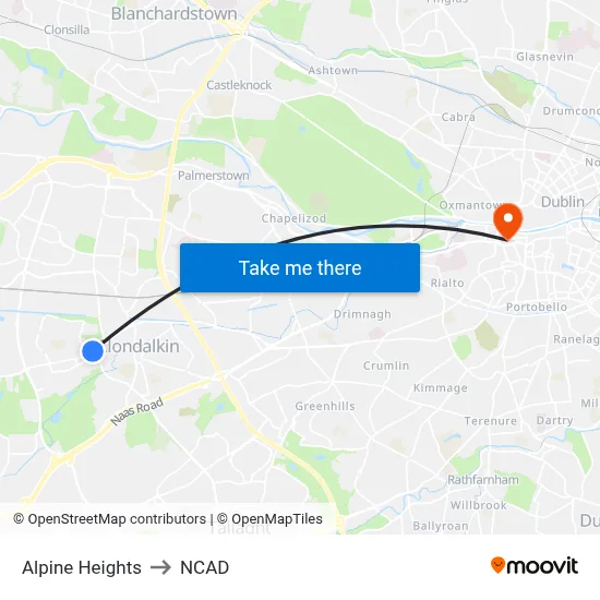 Alpine Heights to NCAD map