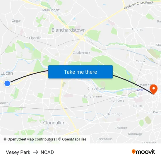 Vesey Park to NCAD map