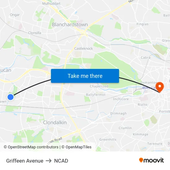 Griffeen Avenue to NCAD map