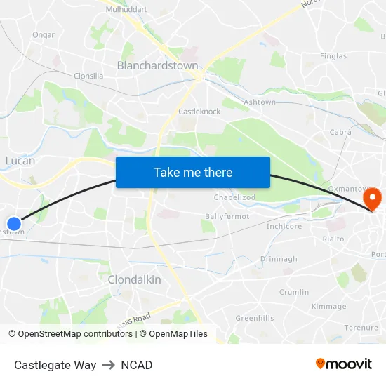 Castlegate Way to NCAD map