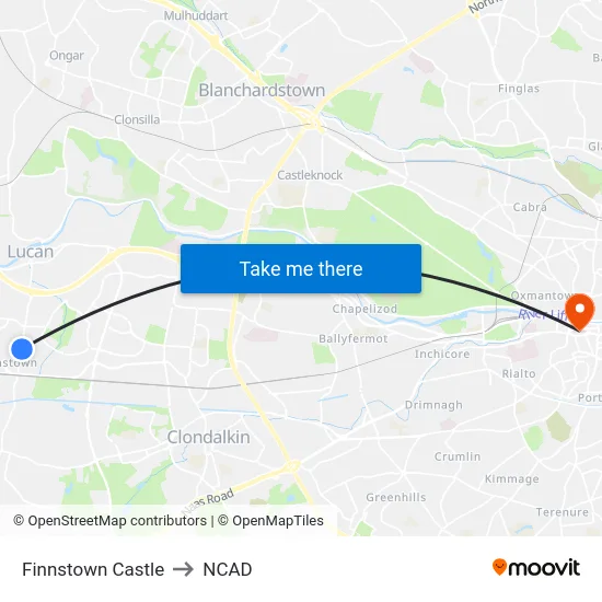Finnstown Castle to NCAD map