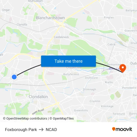 Foxborough Park to NCAD map
