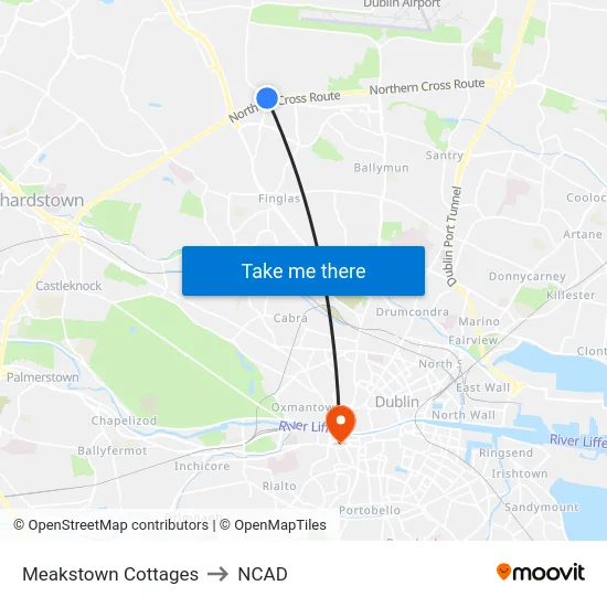 Meakstown Cottages to NCAD map