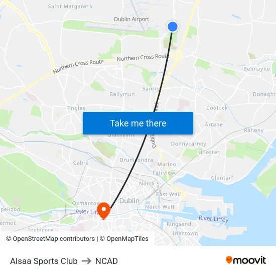 Alsaa Sports Club to NCAD map