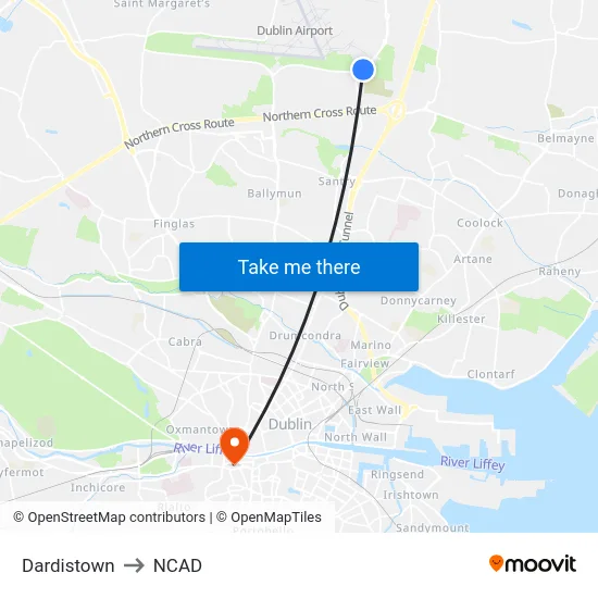 Dardistown to NCAD map