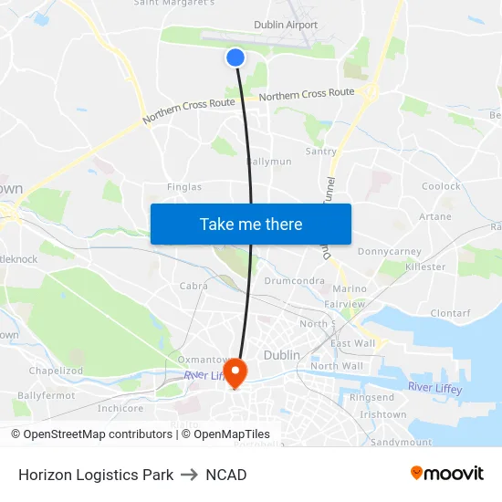 Horizon Logistics Park to NCAD map