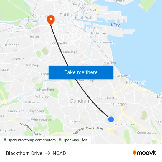 Blackthorn Drive to NCAD map