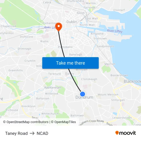 Taney Road to NCAD map