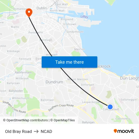 Old Bray Road to NCAD map
