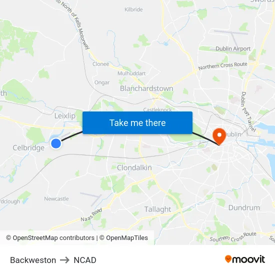 Backweston to NCAD map