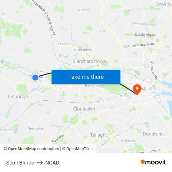 Scoil Bhride to NCAD map