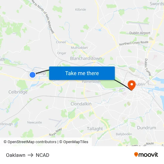 Oaklawn to NCAD map