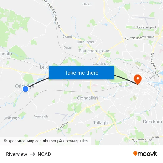 Riverview to NCAD map