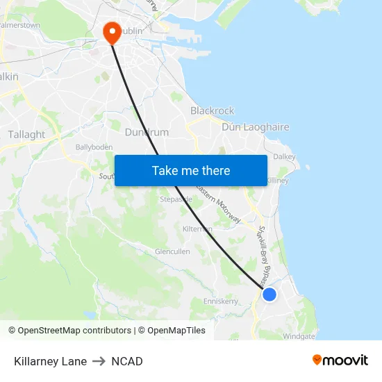 Killarney Lane to NCAD map