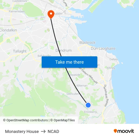 Monastery House to NCAD map