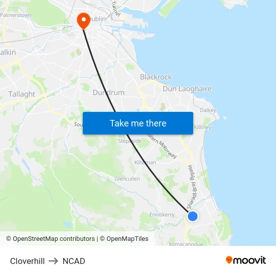 Cloverhill to NCAD map