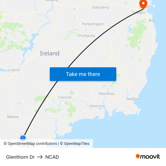Glenthorn Dr to NCAD map
