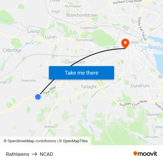 Rathlawns to NCAD map