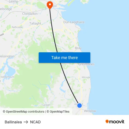 Ballinalea to NCAD map