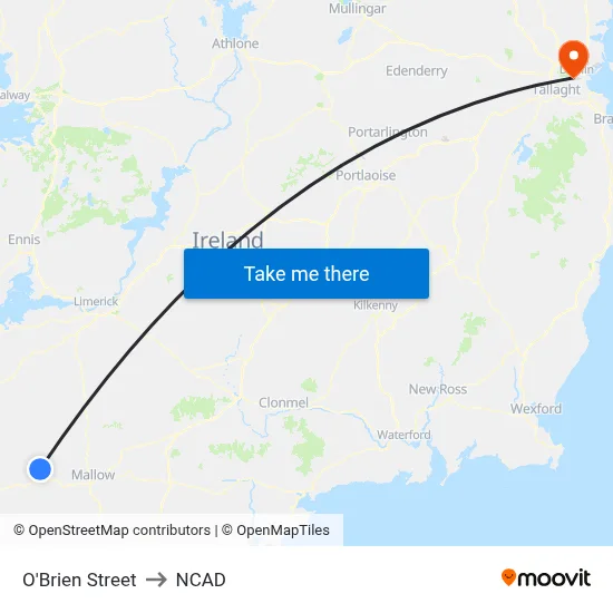 O'Brien Street to NCAD map