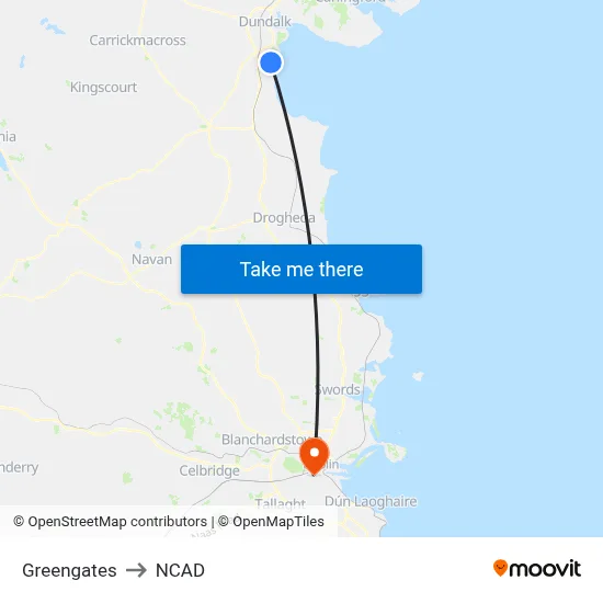 Greengates to NCAD map