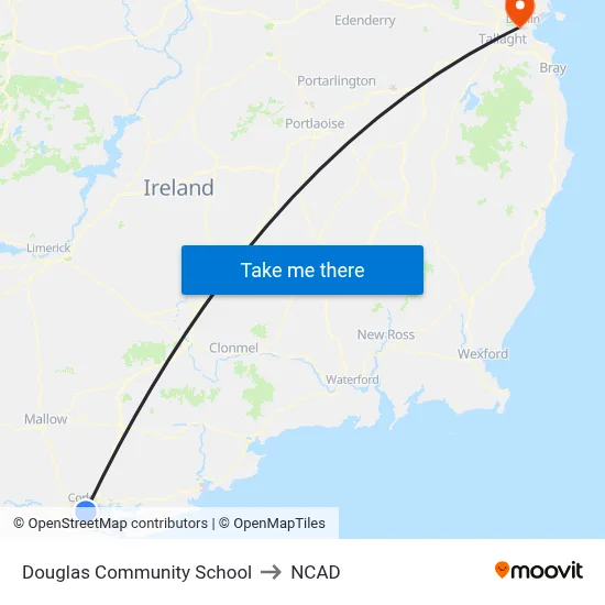 Douglas Community School to NCAD map