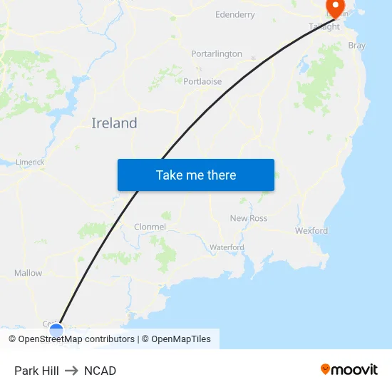 Park Hill to NCAD map