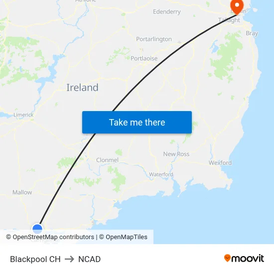 Blackpool CH to NCAD map