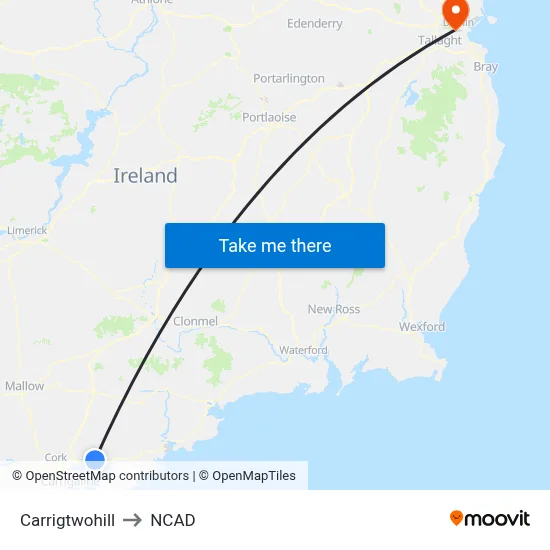 Carrigtwohill to NCAD map