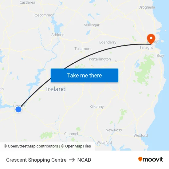Crescent Shopping Centre to NCAD map