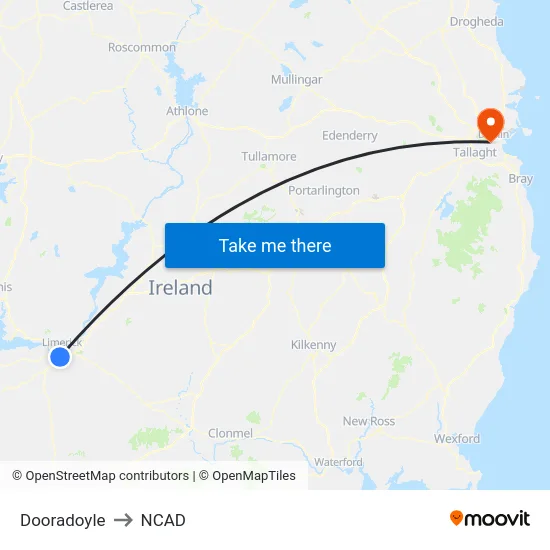 Dooradoyle to NCAD map