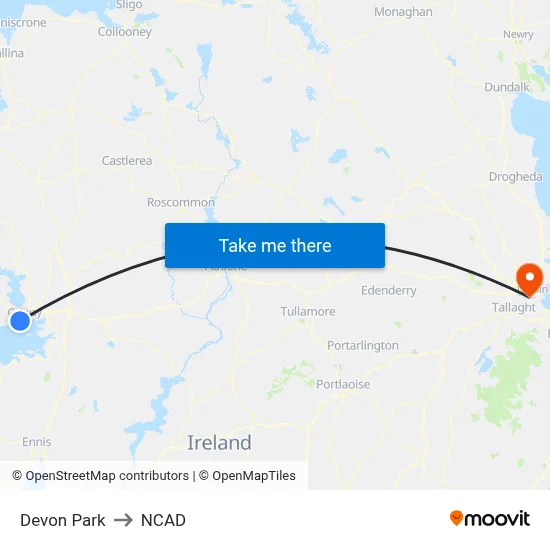 Devon Park to NCAD map