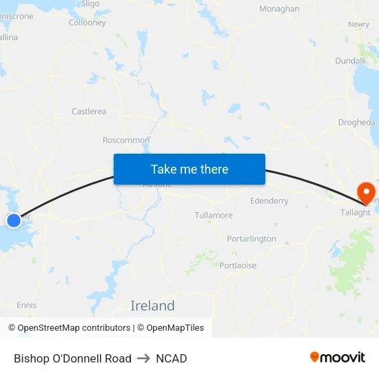 Bishop O'Donnell Road to NCAD map