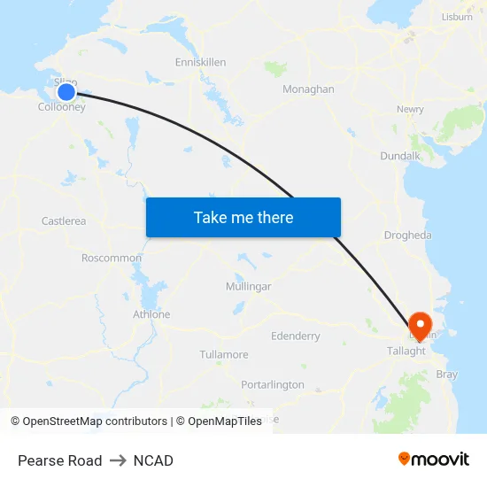 Pearse Road to NCAD map