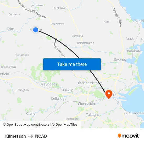 Kilmessan to NCAD map