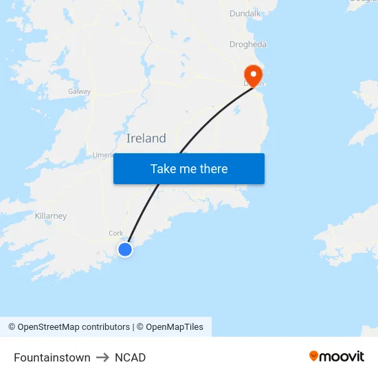 Fountainstown to NCAD map