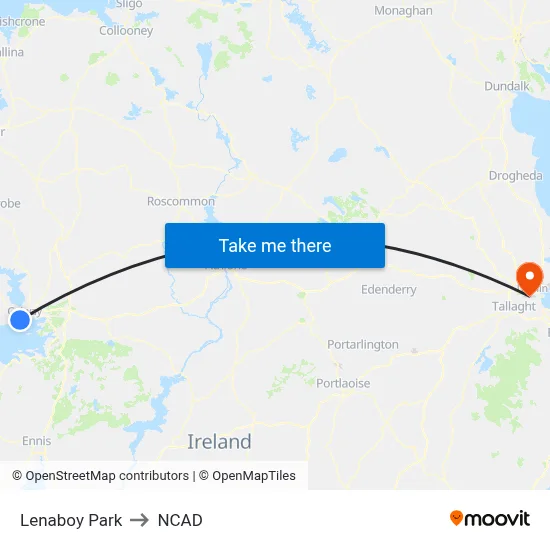 Lenaboy Park to NCAD map