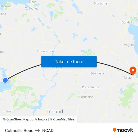Colmcille Road to NCAD map