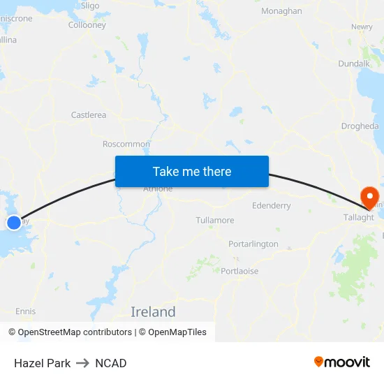 Hazel Park to NCAD map