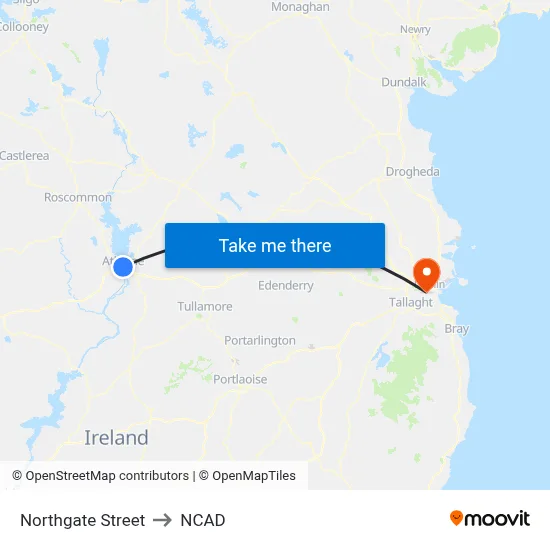 Northgate Street to NCAD map