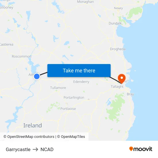 Garrycastle to NCAD map