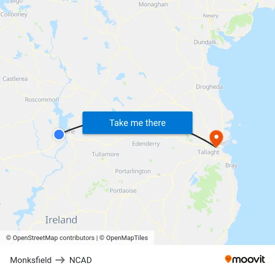 Monksfield to NCAD map