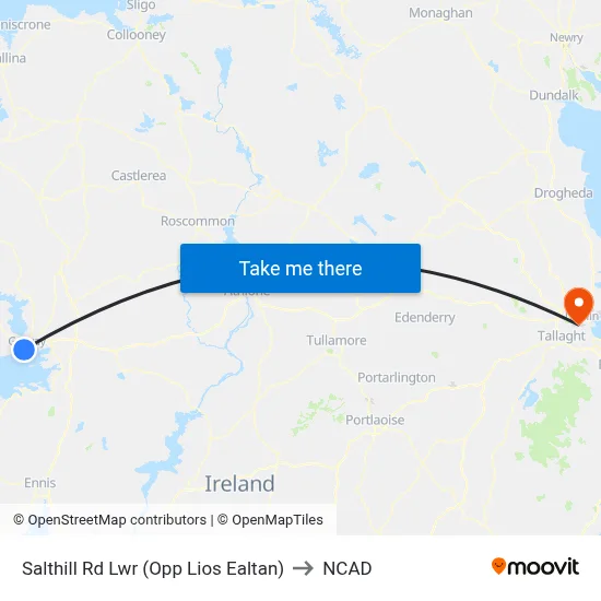 Salthill Rd Lwr (Opp Lios Ealtan) to NCAD map