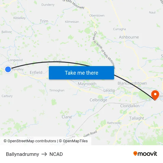 Ballynadrumny to NCAD map