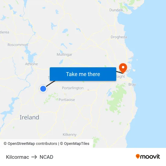 Kilcormac to NCAD map