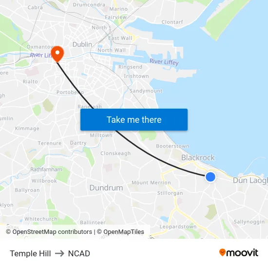 Temple Hill to NCAD map
