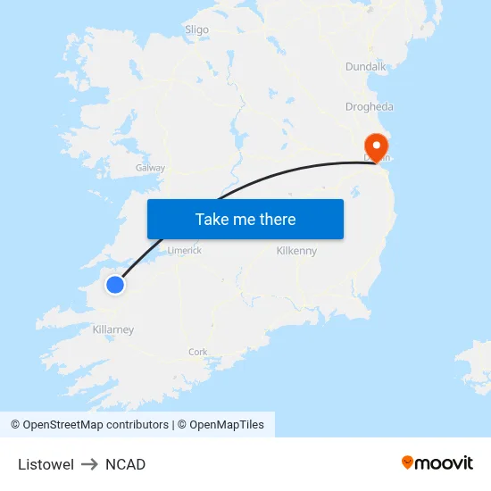 Listowel to NCAD map
