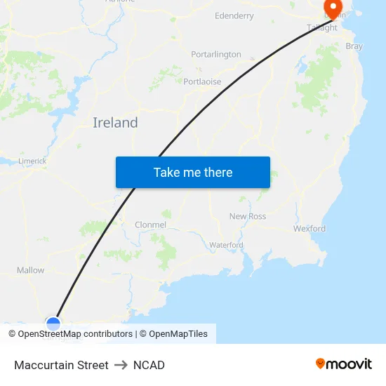 Maccurtain Street to NCAD map