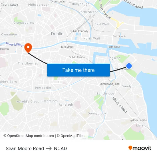 Sean Moore Road to NCAD map